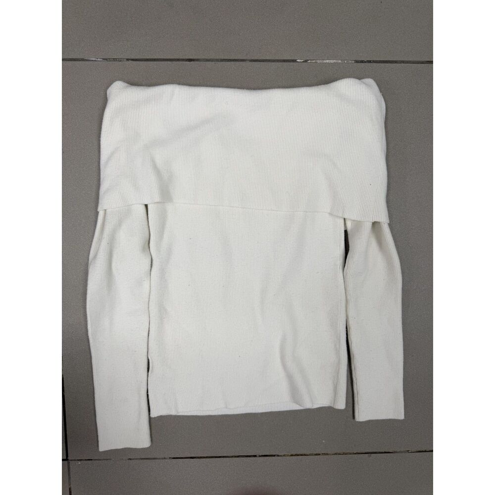 Wilfred Aritzia White Ribbed Off Shoulder Long Sleeve Top M